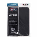 BCW Z-Folio Premium 9 Pocket Binder - Holds 360 Cards with Premium LX Leatherette Cover & Durable Zipper Closure for Card Collectors